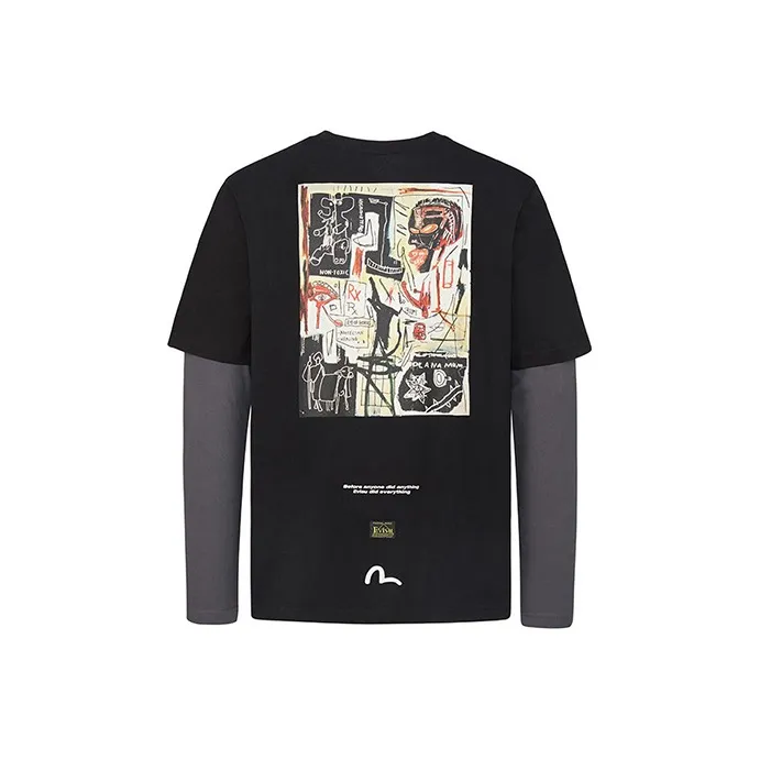 EVISU Straight Fit Long Sleeved T Shirt Men's Black