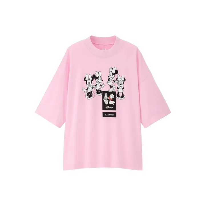 UNIQLO Drop Shoulder Sleeve T Shirt Women's Pink