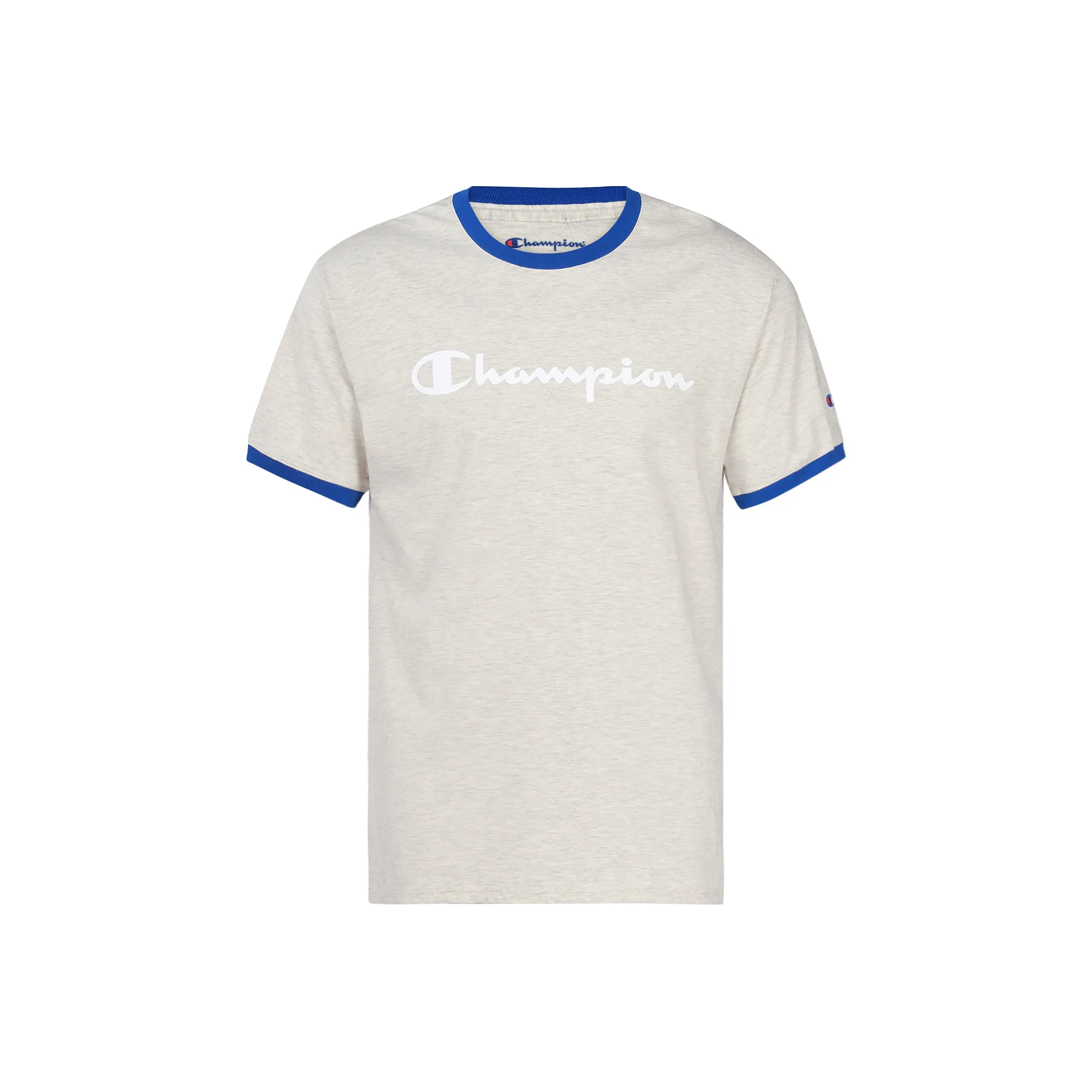 Champion T Shirts Unisex Gray Base Blue Trim