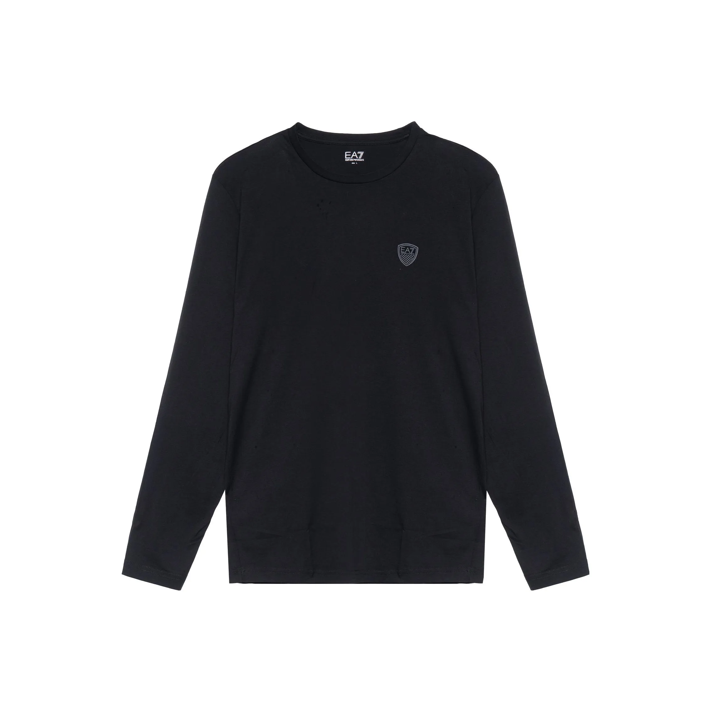 EMPORIO ARMANI Логотип на груди Однотонный Длинный рукав Т-рубашка Мужская Черная