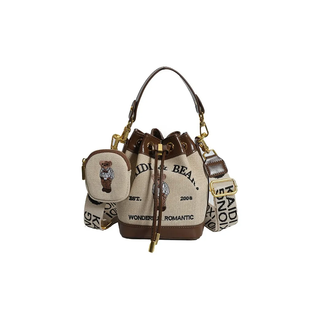 DALO PU Stitched Canvas Bucket Bag Handbag Women's Multicolor