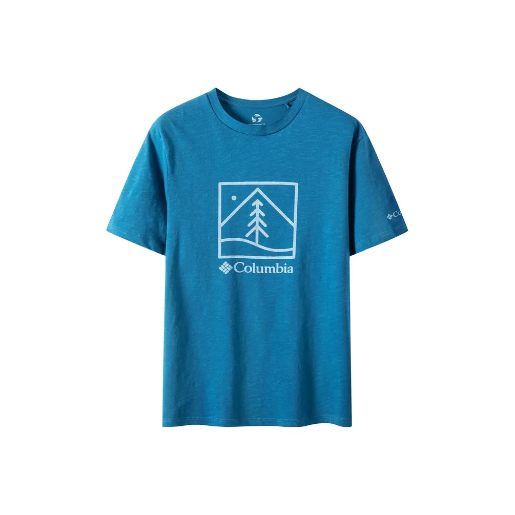 Коллаборация Columbia Синий Мужской T-Рубашки