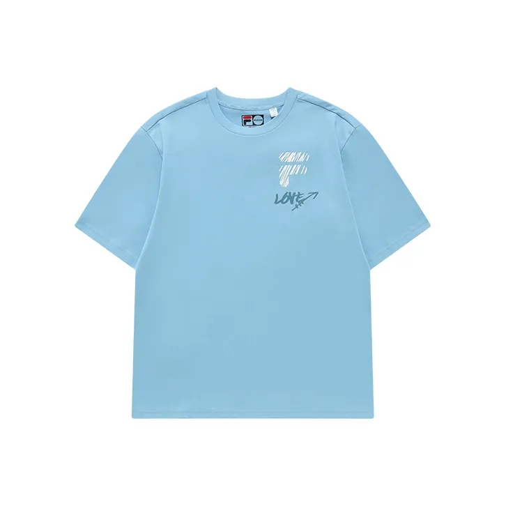 FILA FUSION Drop Shoulder Sleeve T-Shirt Unisex Blue Hyacinth