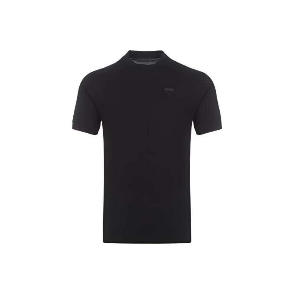 ⬛︎PRADA Tシャツ⬛︎ シルク　ブラック SS24 プラダ ブラックのロゴ入りクルーネック T シャツ (PRADA/T