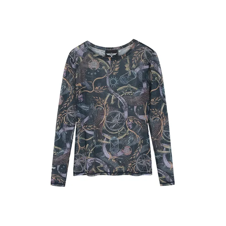 Boy London Прямой крой Длинный рукав Т-рубашка Унисекс Темно-синий