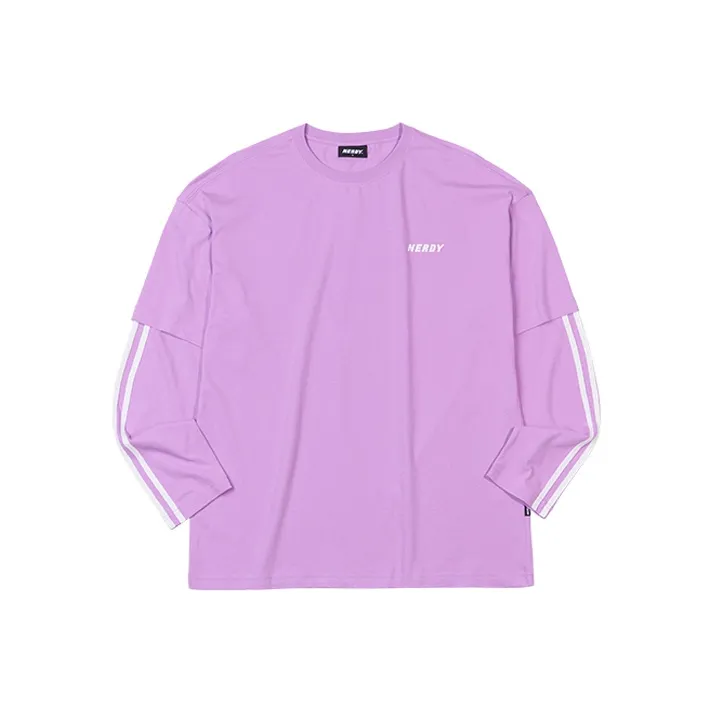 NERDY Облегающий Mock Двухкомпонентный Длинный-Рукавный Т-Рубашка Унисекс Light Фиолетовый