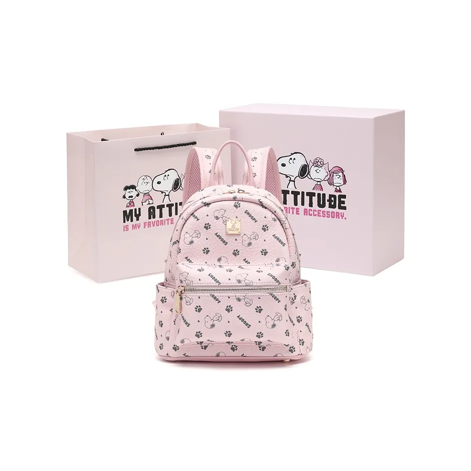 SNOOPY PU (полиуретан) Рюкзак Стандартный Женский Розовый