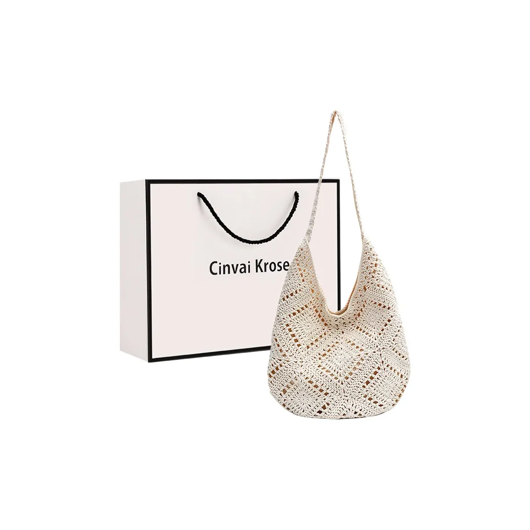 CinvaiKrose Хлопковая нить Тоут Сумка Сумка для покупок Сумка на плечо Большая Женская Экрю Хаки