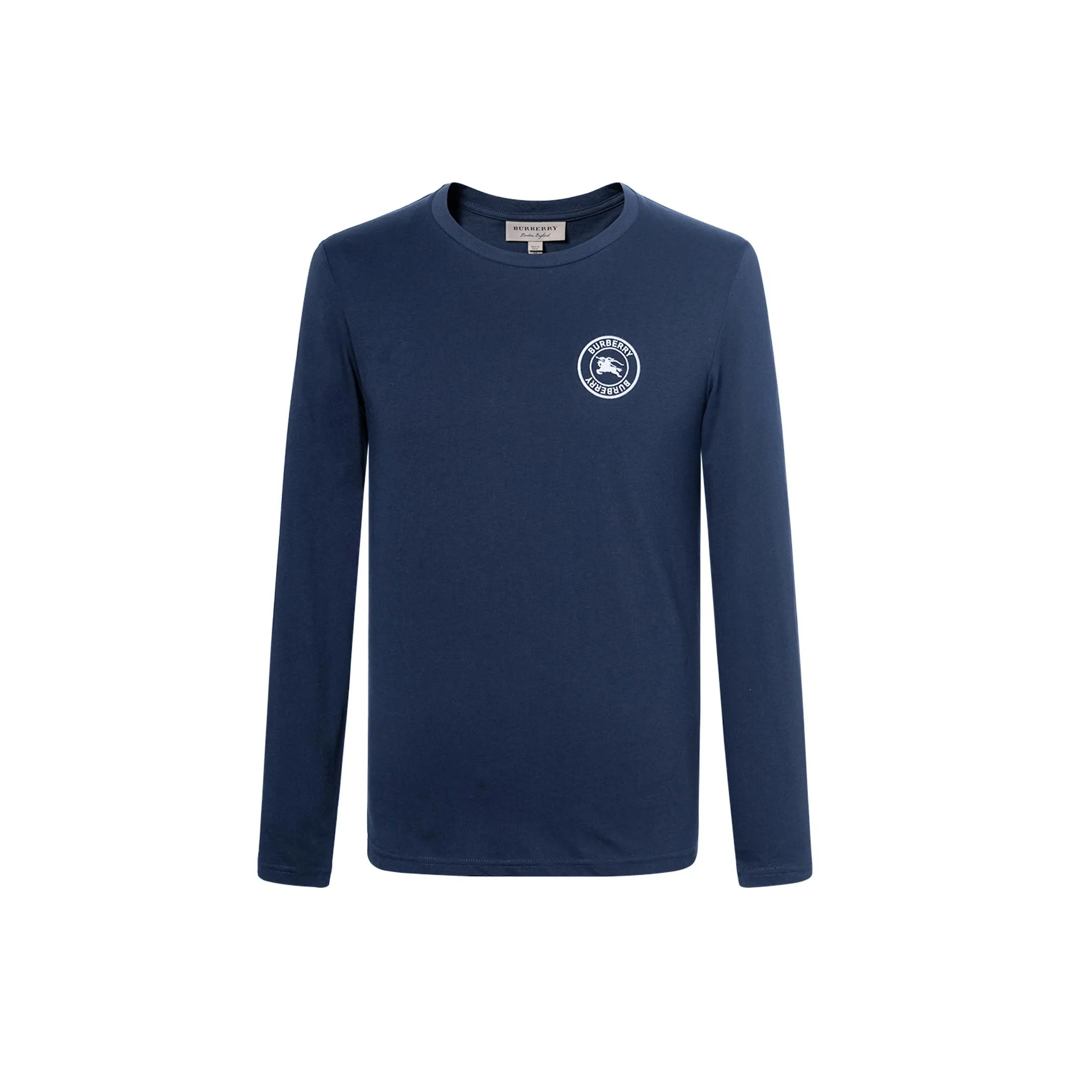 Burberry Embroidered Logo Cotton Long Sleeve T shirt