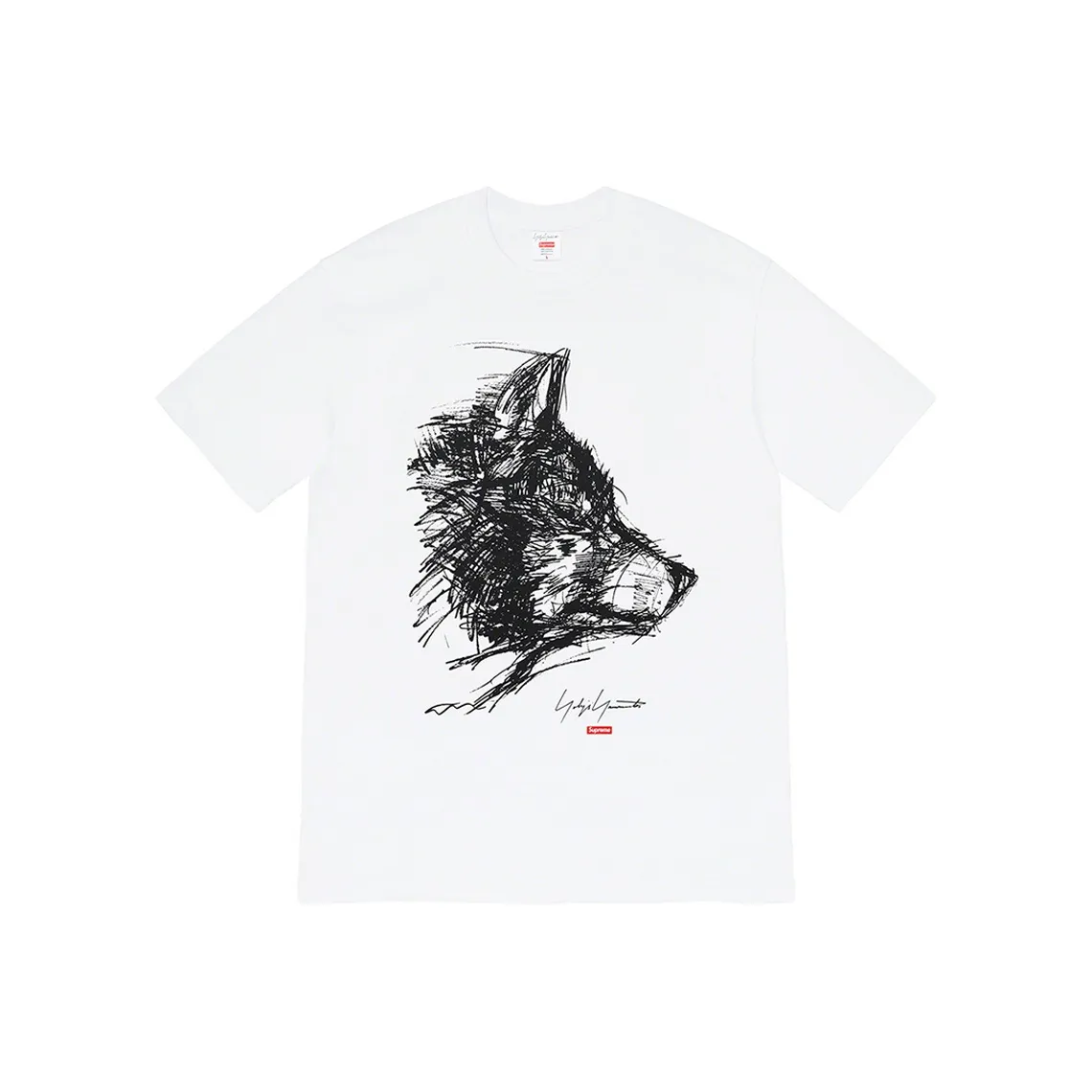 Supreme X Yohji Yamamoto Scribble Wolf Tee