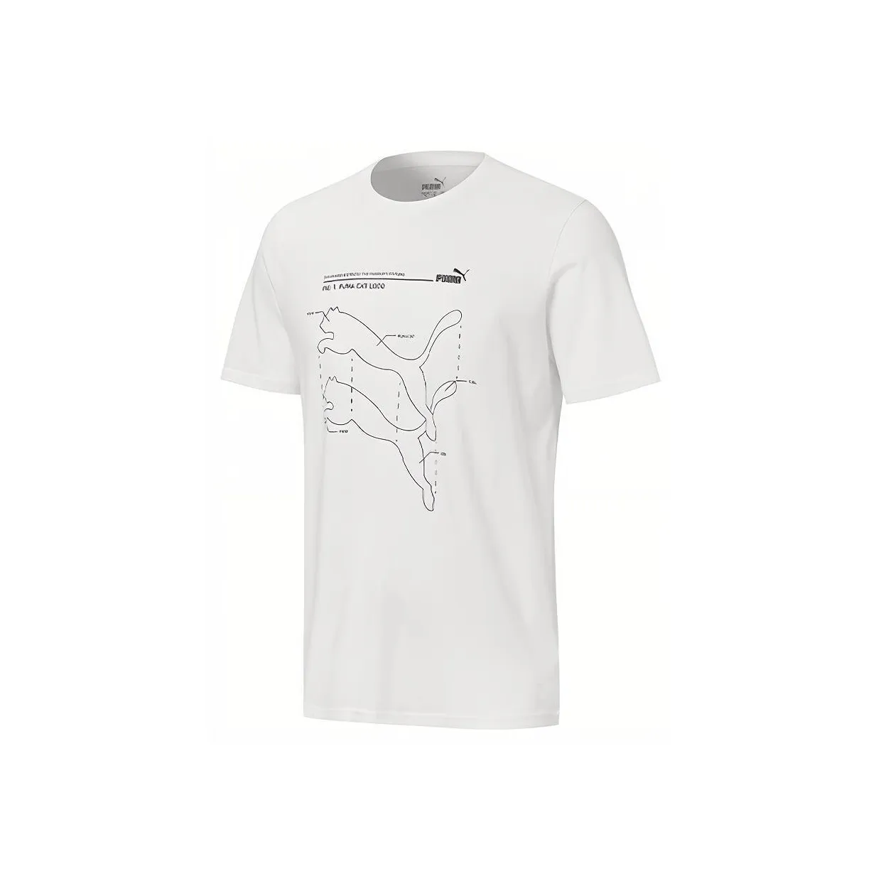 PUMA Logo Printing Round Neck Short Sleeve T Shirt Men's White