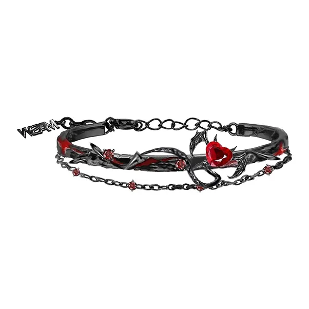 Masw Trendy And Cool Hot Girl Red Heart Zircon Bracelets Unisex