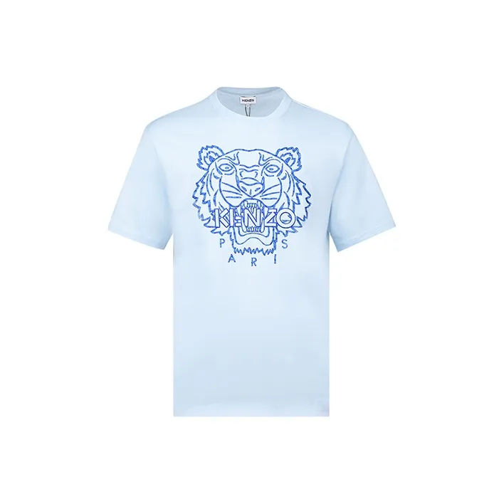 KENZO Classic Tiger Head SS21 Рубашка Мужская Светло-Синяя