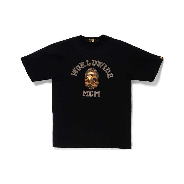 Bape X Mcm Rhinestone College Tee