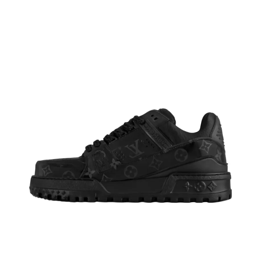 LOUIS VUITTON Trainer Maxi Low Top Skateboard Shoes Men's Black