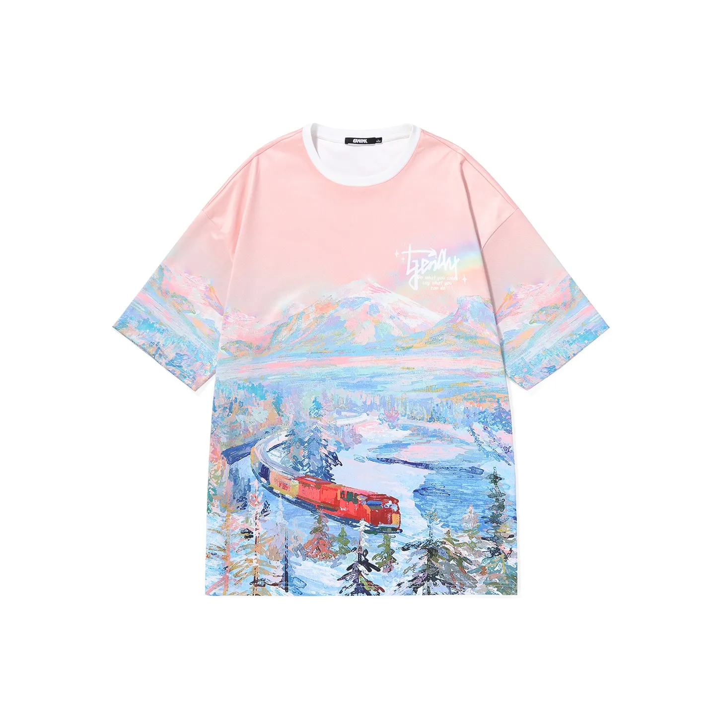 GENANX Elbow Length Sleeved T Shirt Unisex Light Pink Blue