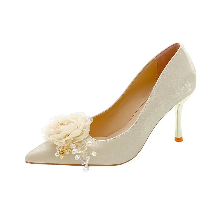 BIGTREE Slim Heel High Heels Women's Champagne