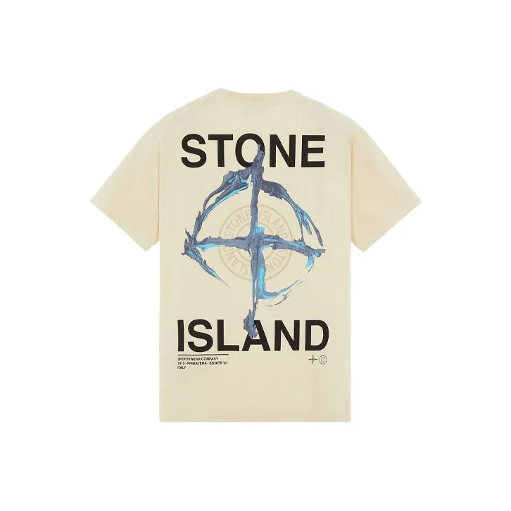 STONE ISLAND T Shirts Men's Beige Yellow