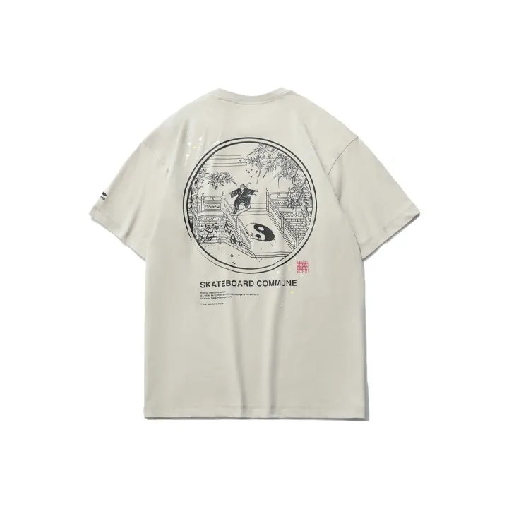 LINING Скейтборд T-Shirt Мужской Серебряный Рыбка Серый