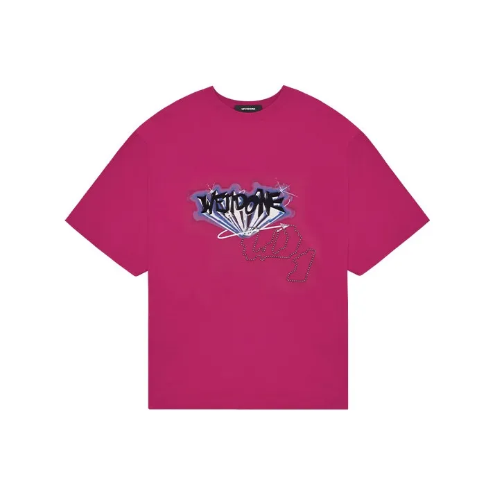 WE11DONE T Shirts Unisex Hot Pink