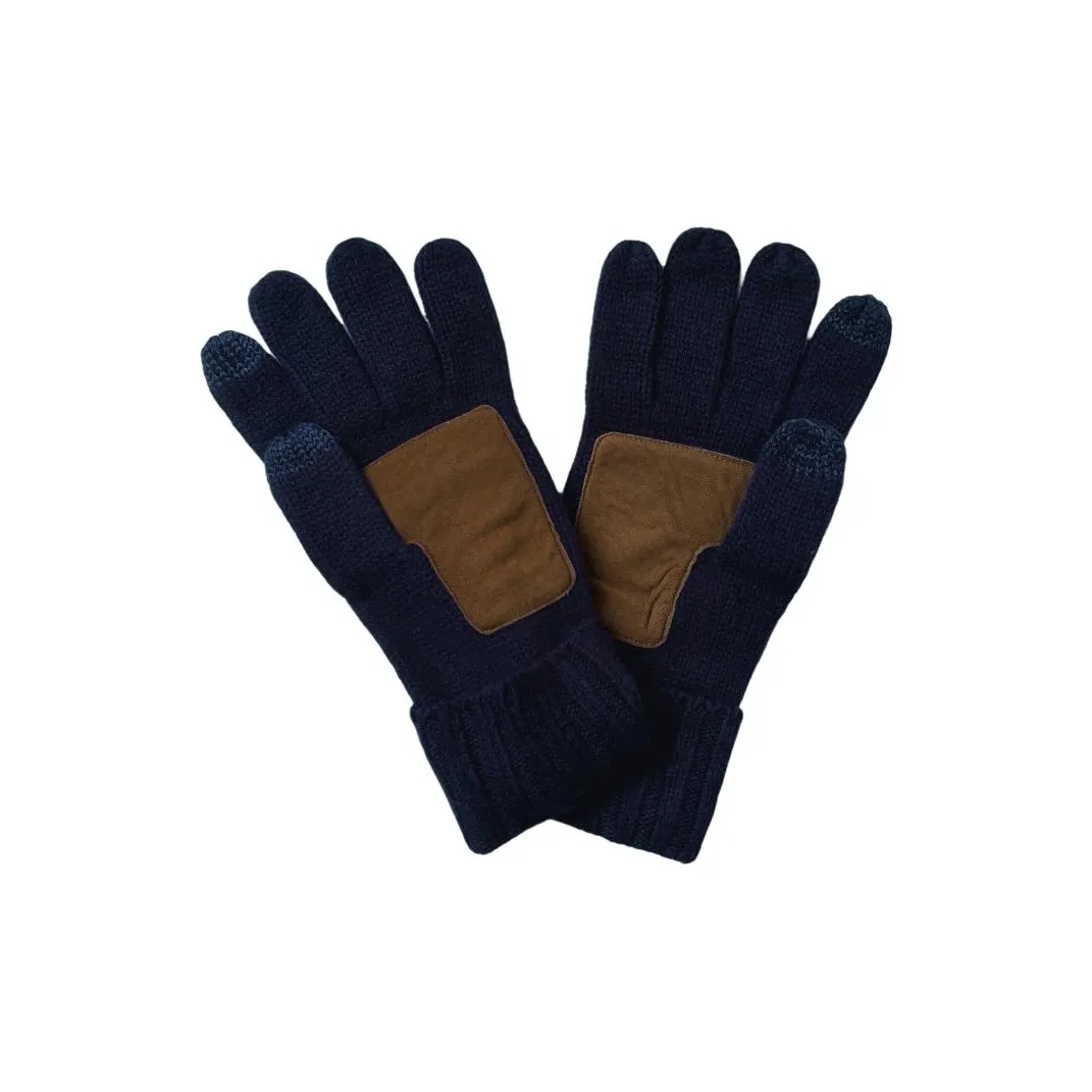 Polo Ralph Lauren Merino Wool Leather Knit Gloves Unisex Dark Blue