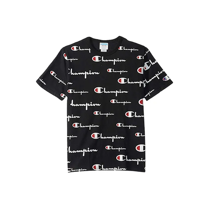 Champion Straight T Shirt US Version Unisex Black