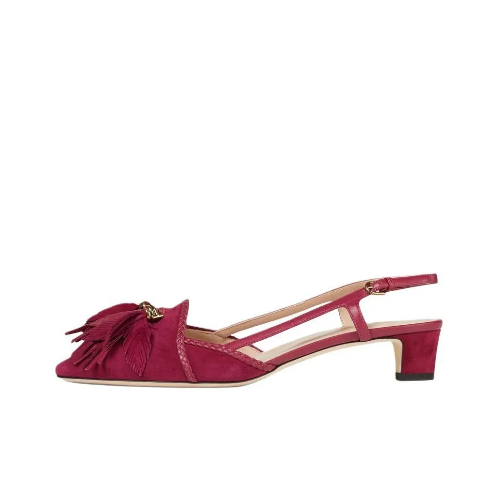 TOD'S Chunky Heel High Heels 4cm Women's Burgundy