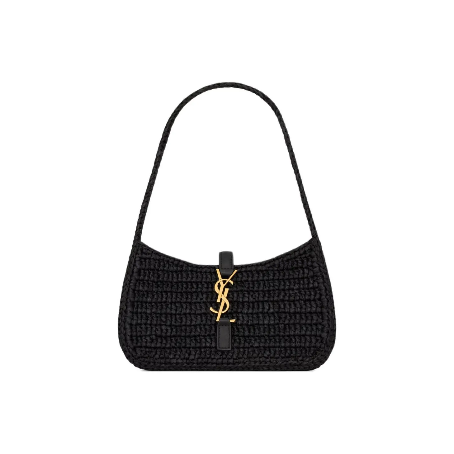 SAINT LAURENT LE5A7 Straw Woven Handbag Mini Women's Black