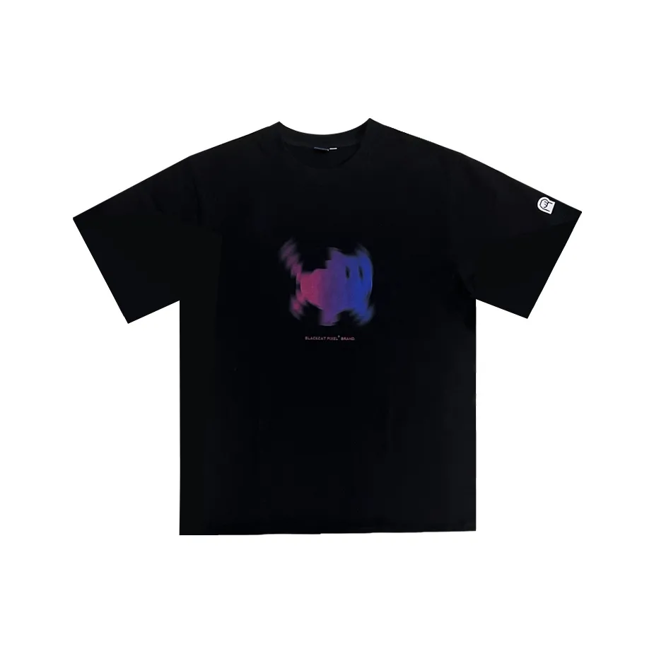 Black Cat Pixel T Shirts Unisex Black