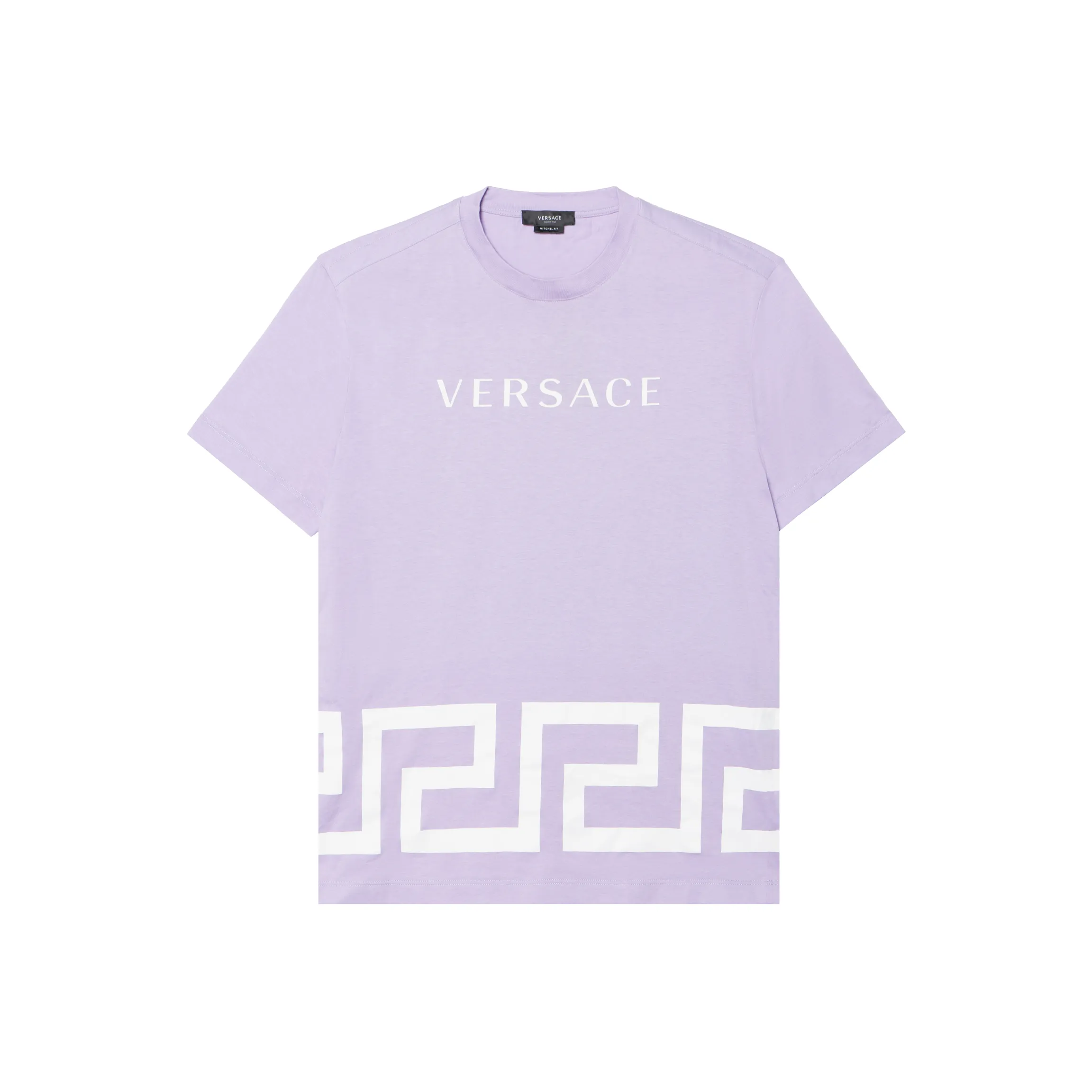 VERSACE Men Logo Printed Round Neck Short Sleeve T-shirt Purple