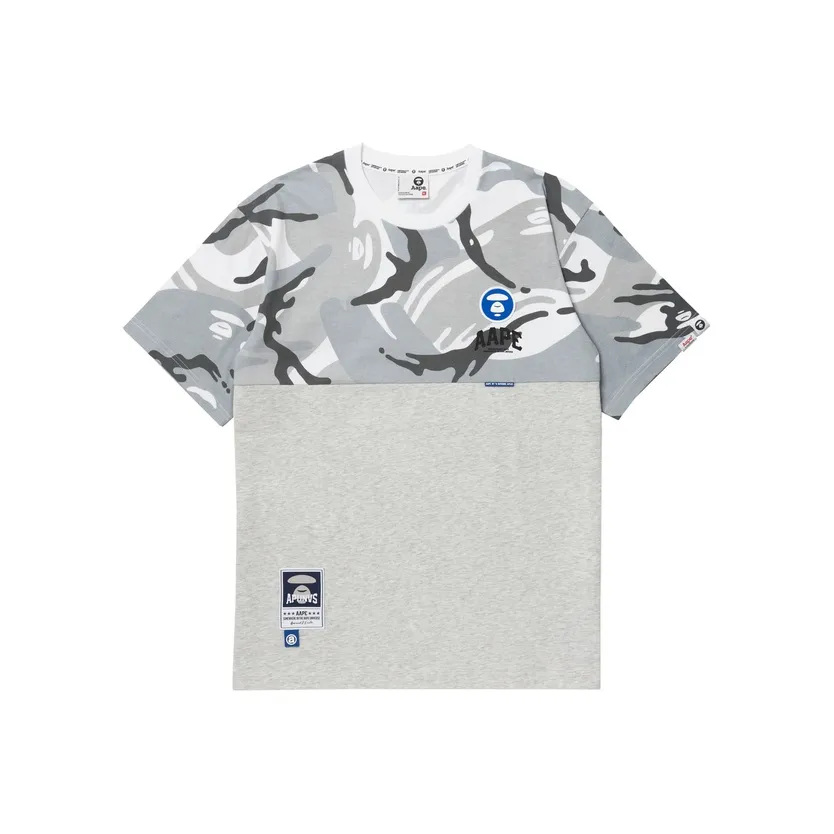 Aape Серый Белый WHZ Мужская T-Рубашка