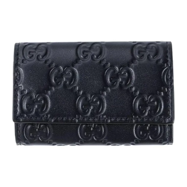 GUCCI Cow Leather Key Pouch Unisex Black