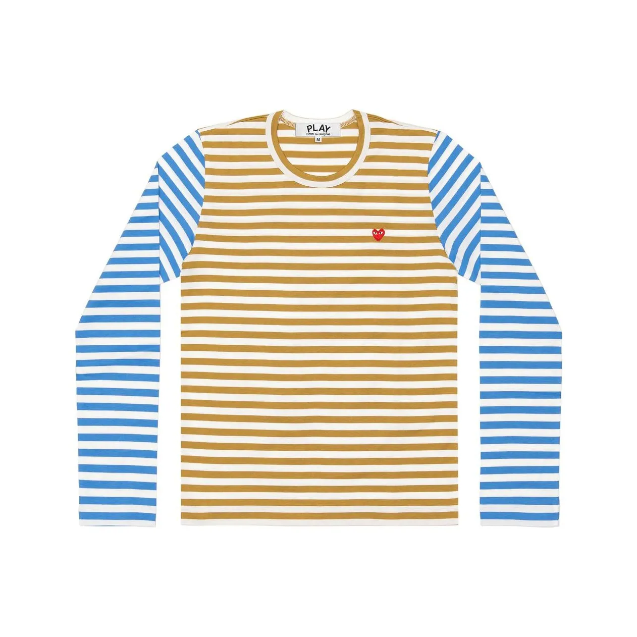CDG Play T Shirts Men Blue Yellow White Stripes