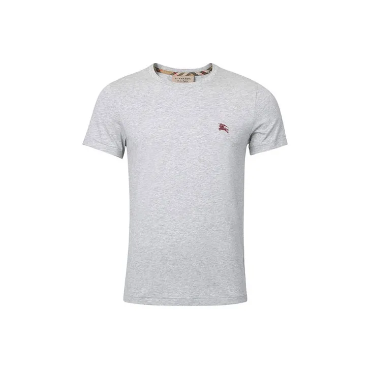 Burberry Men War Horse Embroidered Round Neck Short Sleeve T-shirt Grey