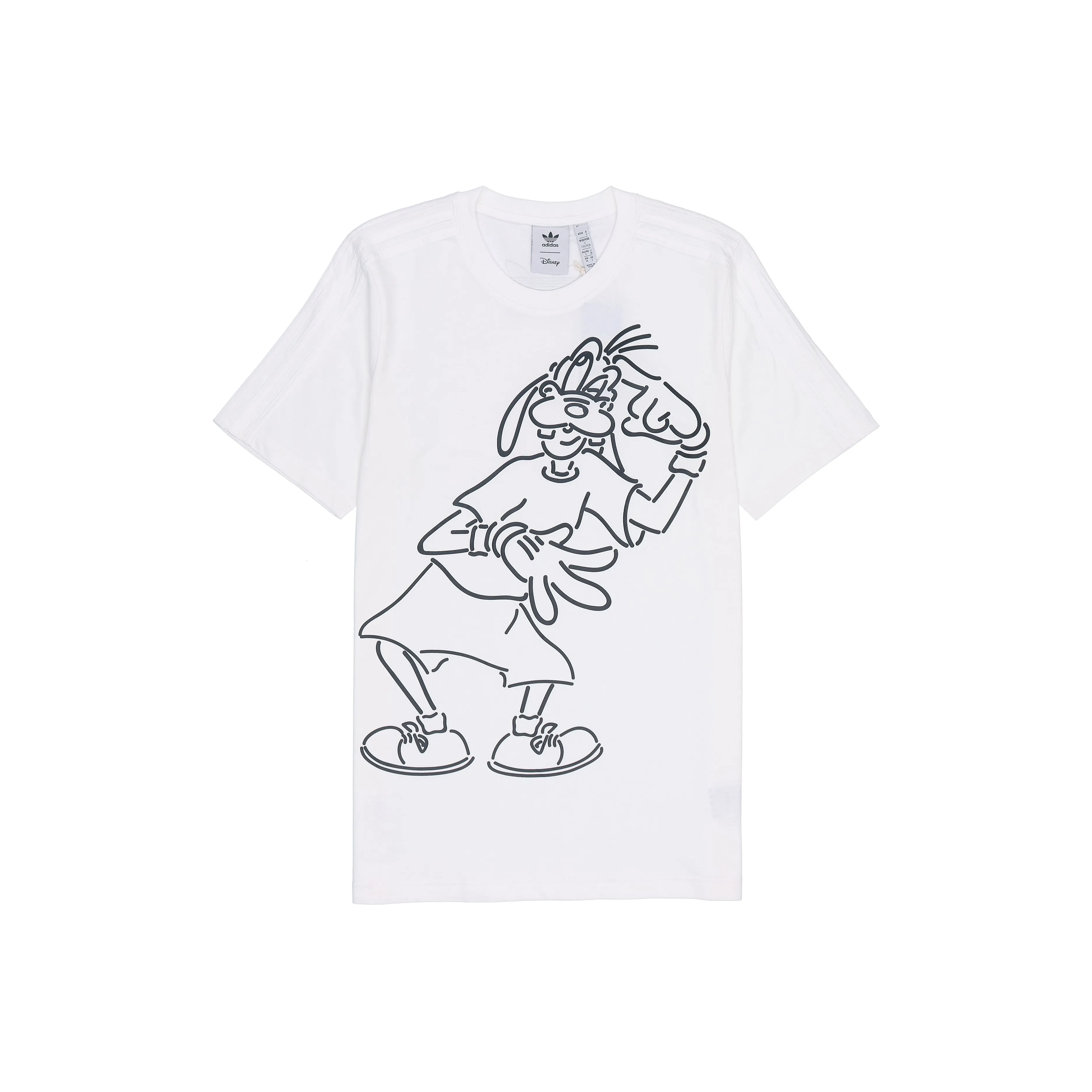 Adidas X Disney Men's Retro Goofy Print Striped T-Shirt White