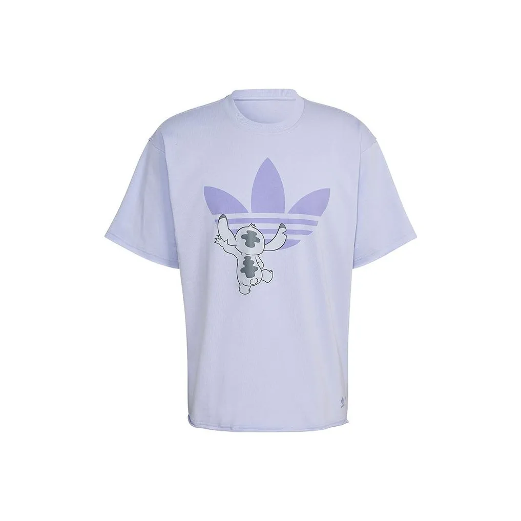 Adidas X Disney Crossover Solid Stitch Cartoon Pattern Printing Lavender T-Shirt Purple