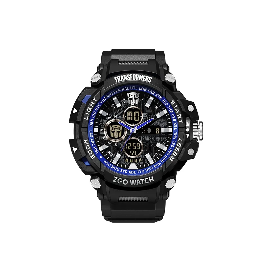 Zgo Трансформеры Коллаборация Электронный Механизм TPU Ремешок Часы Мужские Циферблат Черный