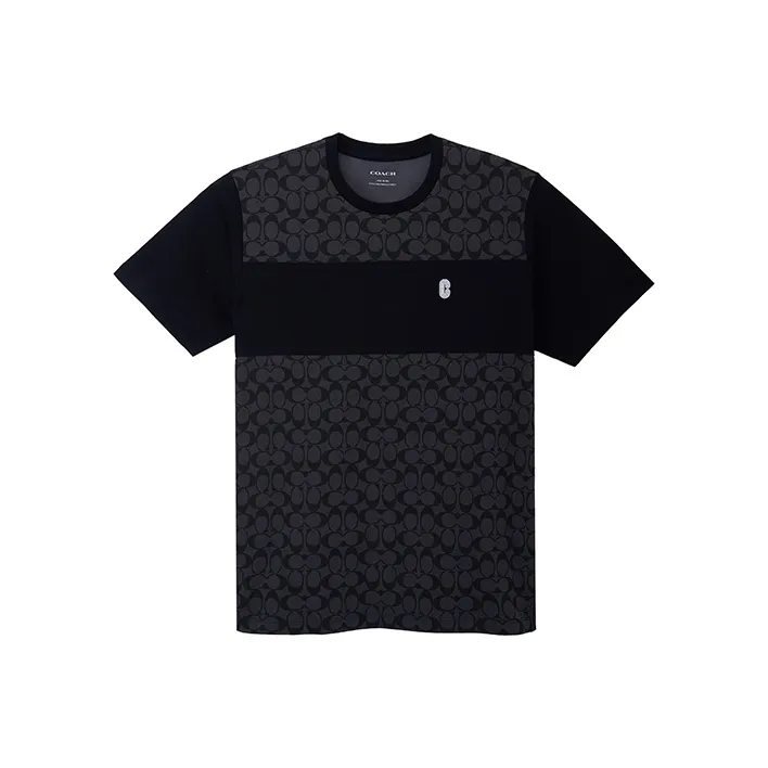 COACH SS22 Men Patchwork Short Sleeve T-shirt Black