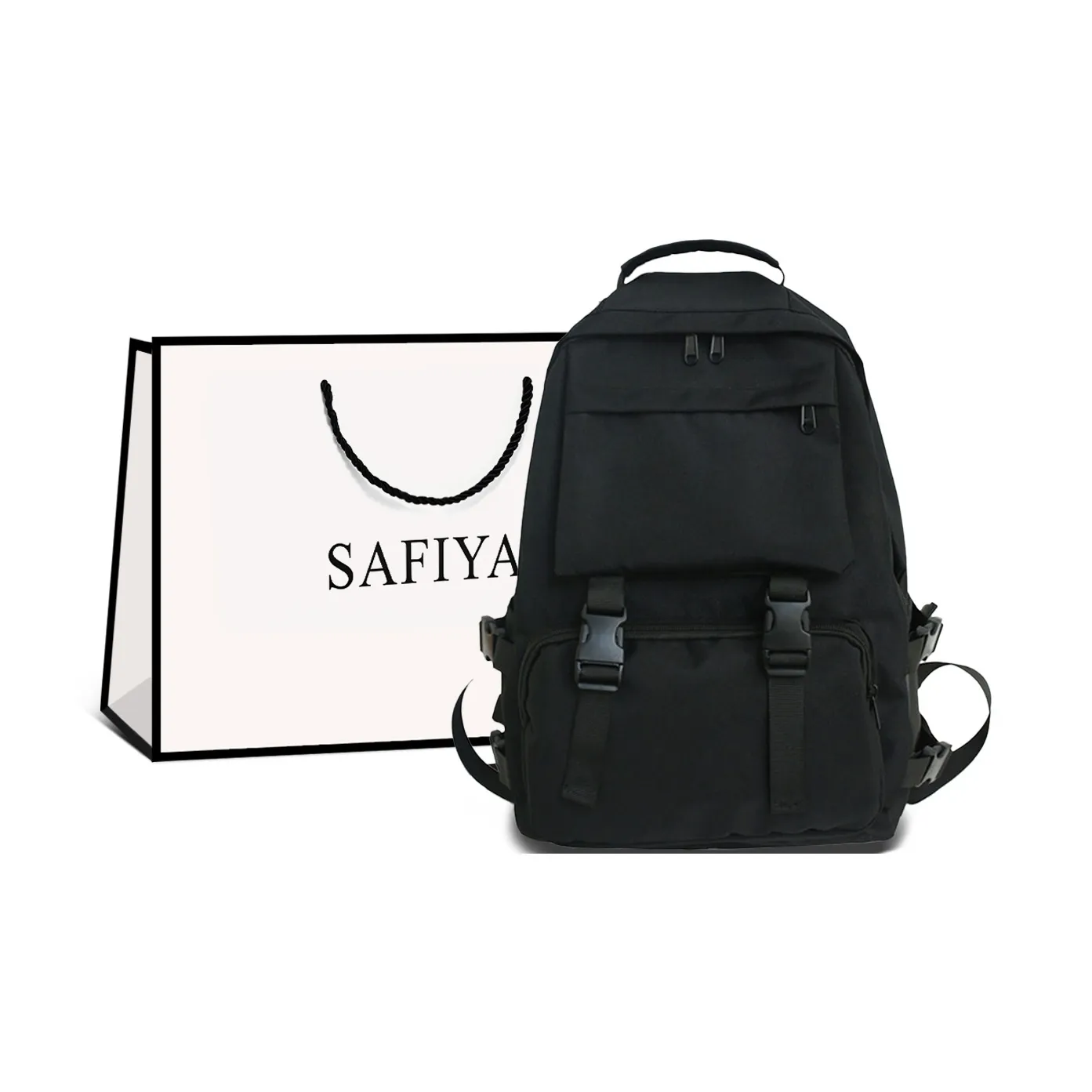 Safiya Ткань Рюкзак Стандартный Женский Черный