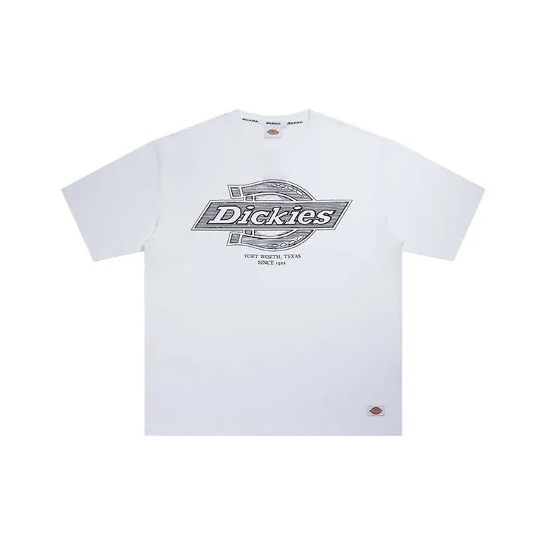 Dickies FW21 Круглый вырез Свободный крой Прямой крой Короткий рукав Т-рубашка Мужская Белая