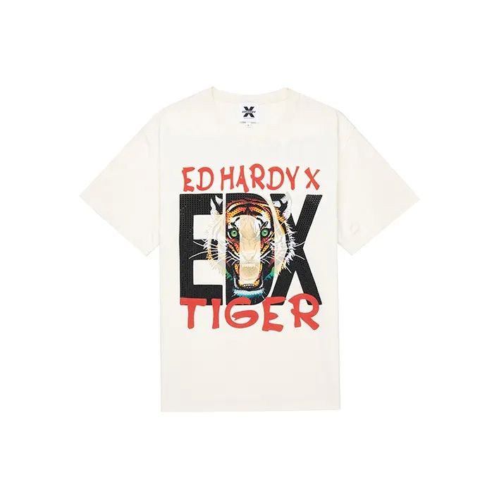 ED HARDY X T Shirts Unisex Ecru