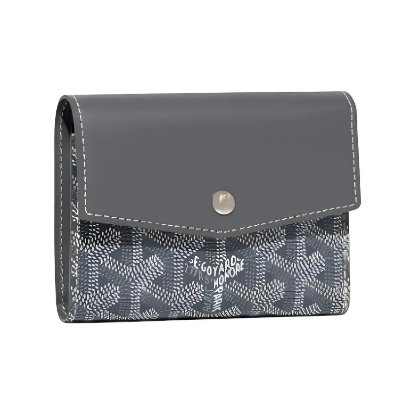 GOYARD Canvas With Calfskin Wallet Unisex Gray