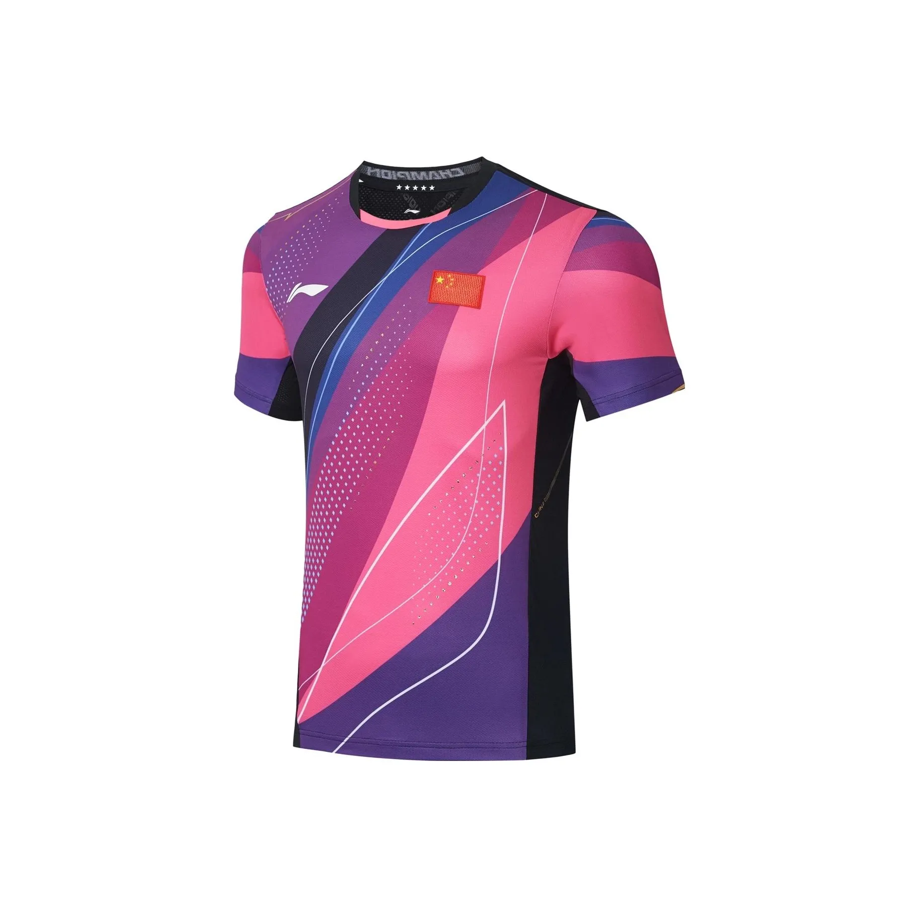 LINING Table Tennis Series T Рубашка Мужская Флуоресцентная Лотосовая Розовая