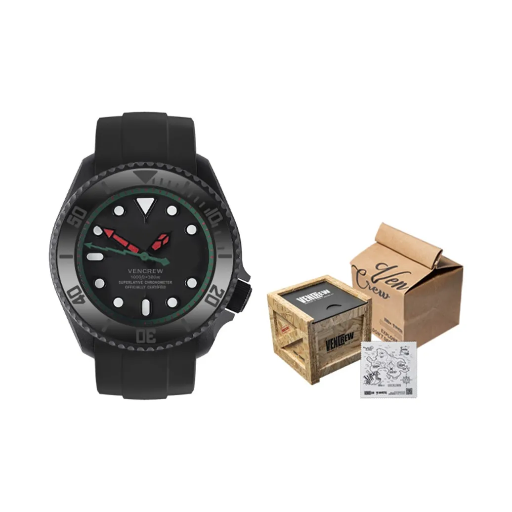 VENCREW Chris Автоматический Механический Механизм Часы Унисекс Черный Циферблат