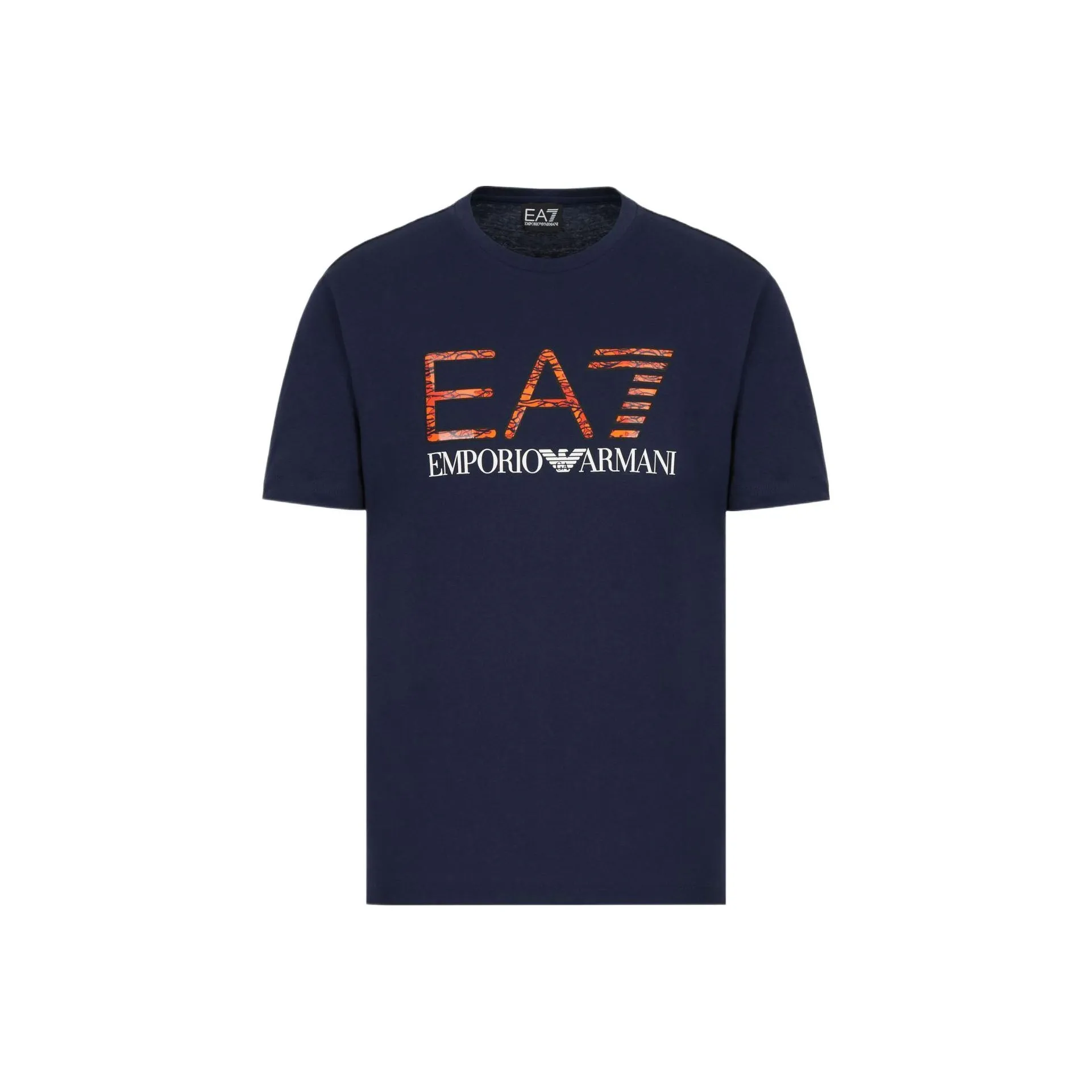 EMPORIO ARMANI EA7 Хлопок Однотонный Letter Logo С принтом Короткий рукав Рубашка T Рубашка Мужская Темно-синий