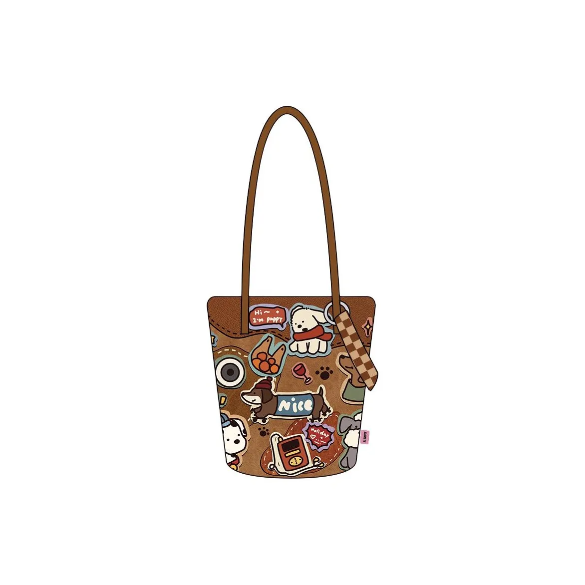 Perfect Styles Diagonal Corn Short Plush Shoulder Bag Women's Brown