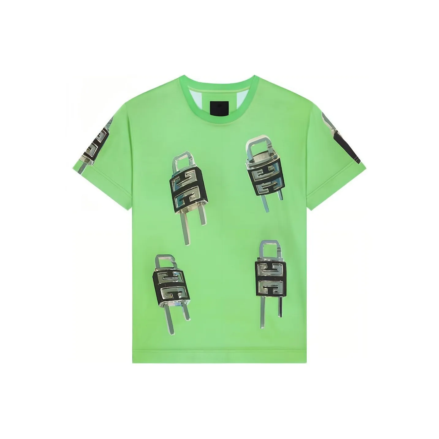 GIVENCHY Lockhead Pattern Crew Neck Casual Short Sleeved T Shirt Men's Green