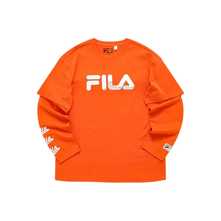 FILA FUSION Рукав с оборванным плечом T-рубашка Мужская Хурма Оранжевый