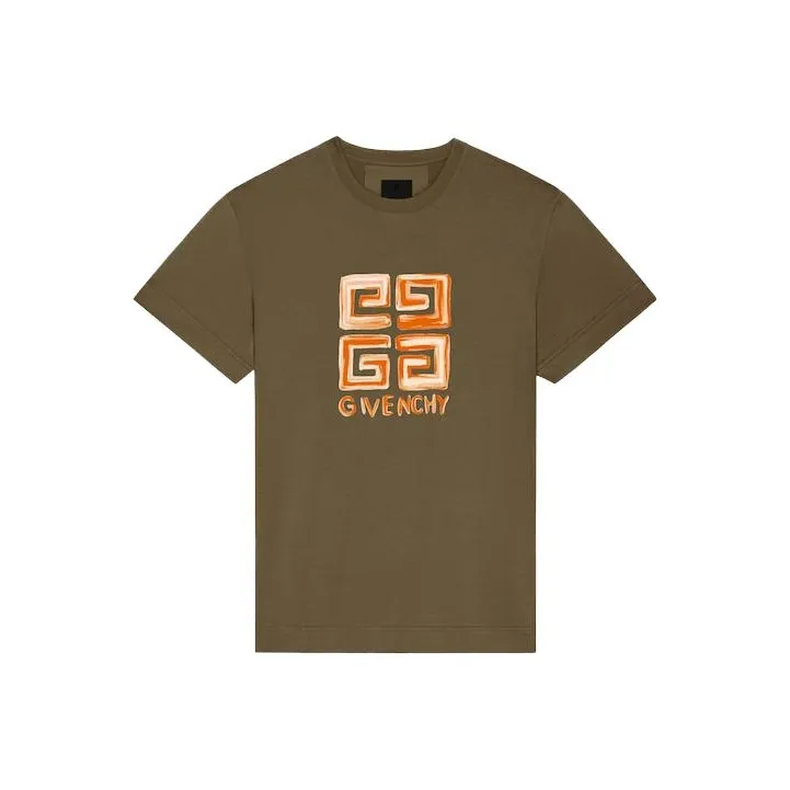 GIVENCHY SS23 Стандартная Рубашка Мужская Оливковая