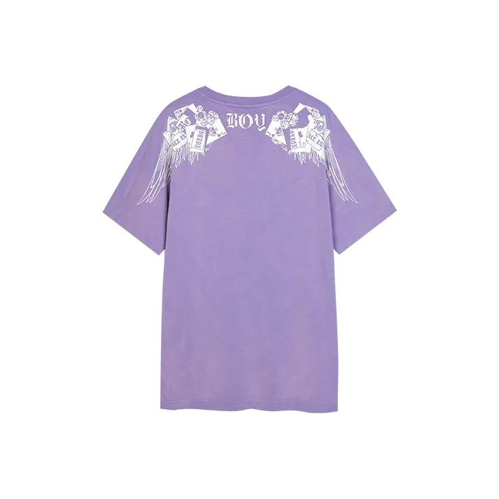Boy London Crew Neck Fitted Straight Short Sleeved T Shirt Unisex Purple